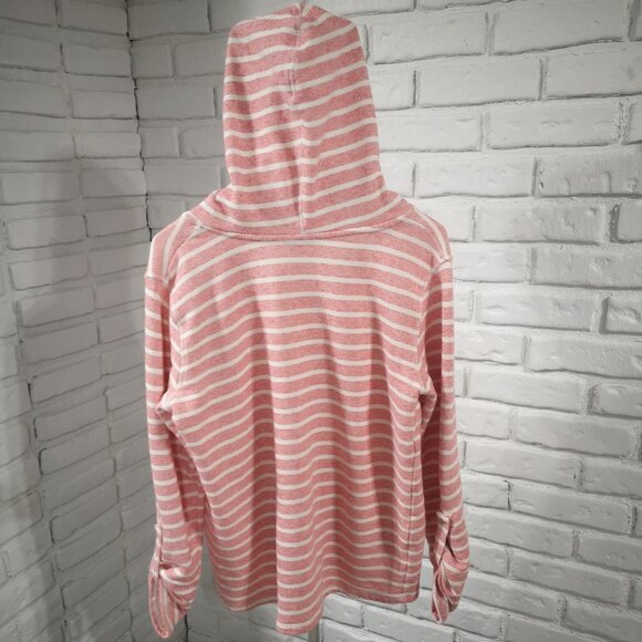 My Style Ladies Size XL Red & White Striped V-neck Terry Cloth Lined Hoodie - Picture 5 of 11